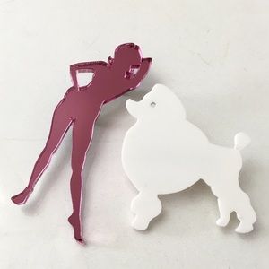 Sexy Lady and Poodle Laser Cut Brooches